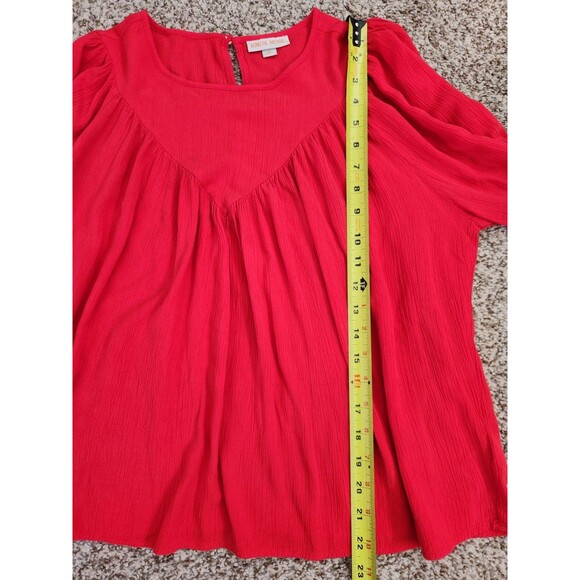 KNOX ROSE Top Womens Medium Bright Red Holiday Boho Peasant Country - Picture 6 of 6